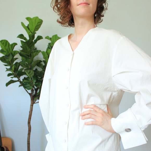 NWOT The Only Alice White Shirt Dress Puff Sleeves - Picture 4 of 7